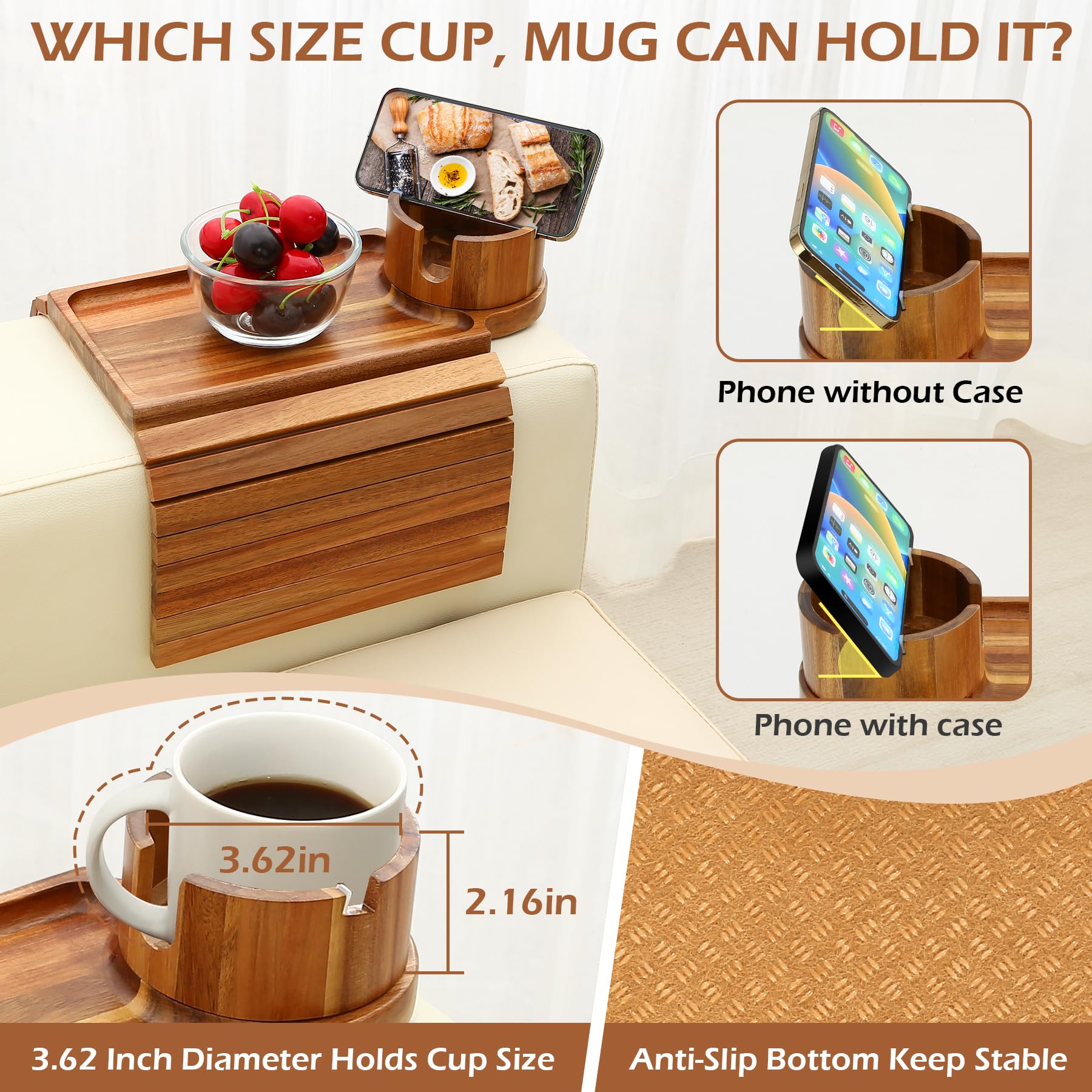 GHKINMAL foldable sofa tray with sturdy legs for stability.