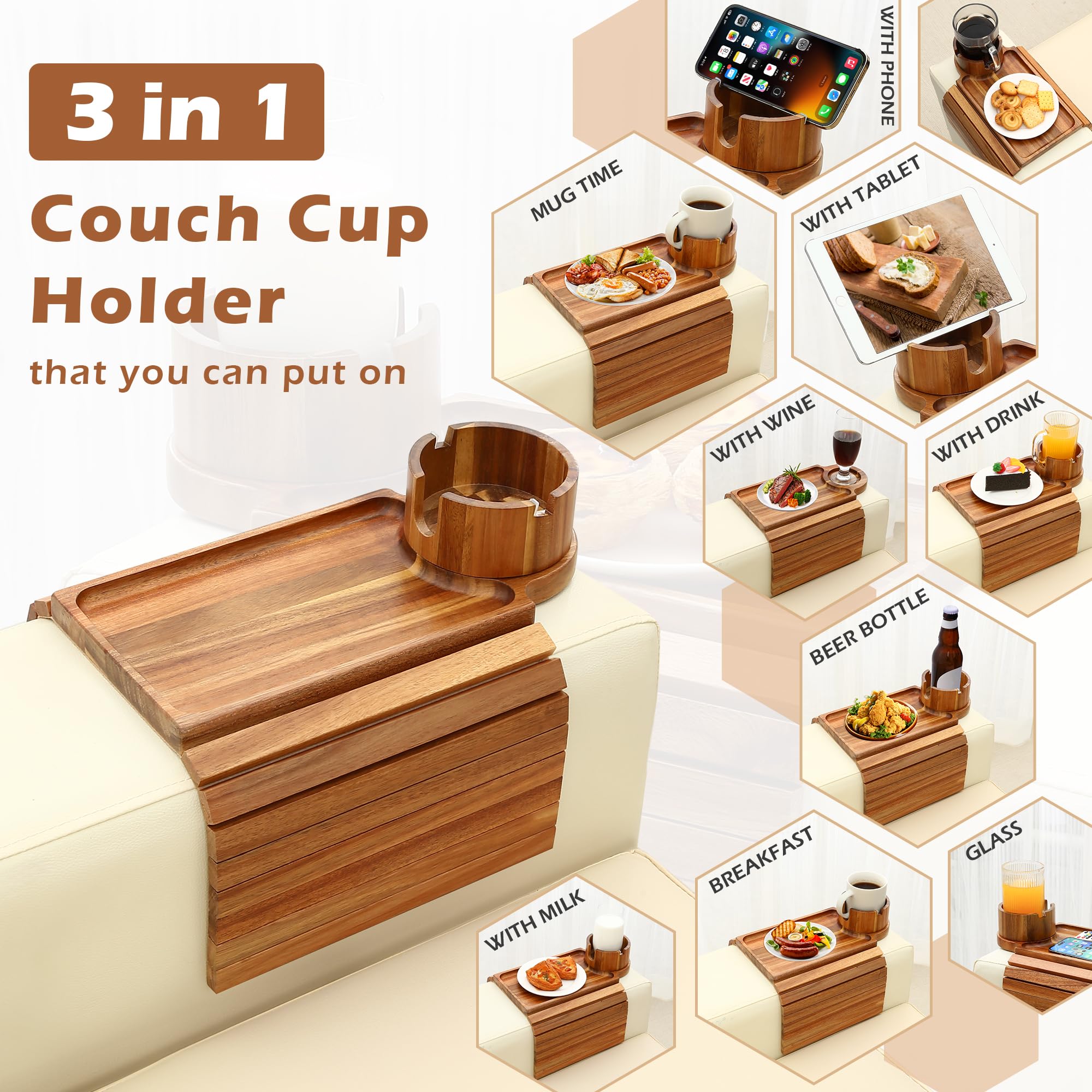 GHKINMAL storage pocket for remotes and phones integrated into tray.