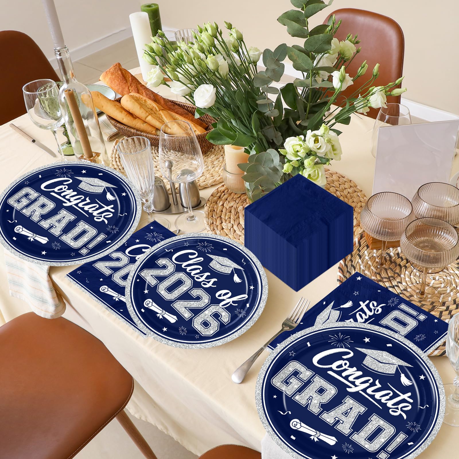Ghokawu congrats grad plates design with cap and stars motif