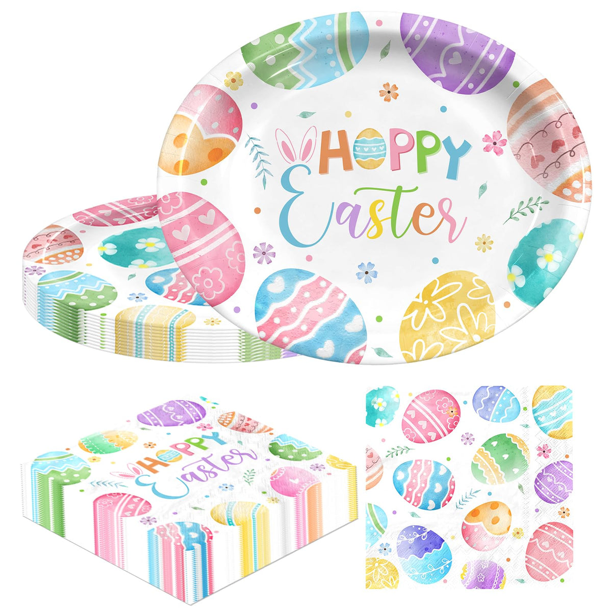Ghokawu Easter oval plates for 50 guests, sturdy and waterproof for celebrations.