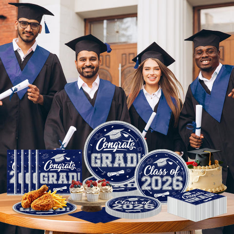 Ghokawu 7-inch Class of 2026 graduation plates for small bites and toasts