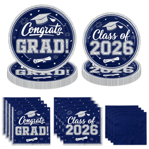 Ghokawu 9-inch navy-silver graduation plates ready for service and easy cleanup