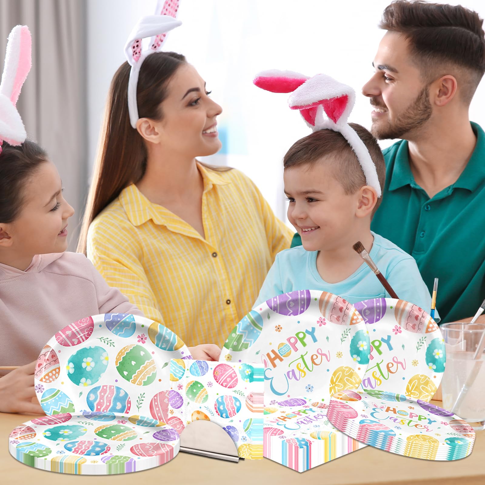 Pastel eggs design enhances spring ambiance and photo-worthy table settings.
