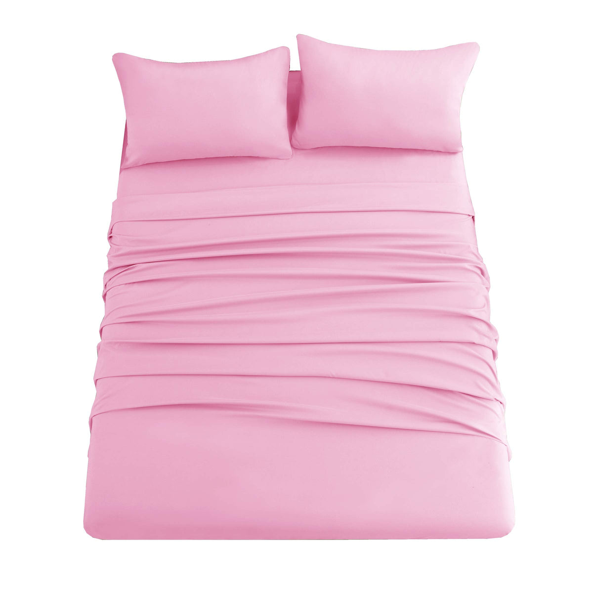 Ghooss pink bed sheet set with deep pockets secures snug fit.