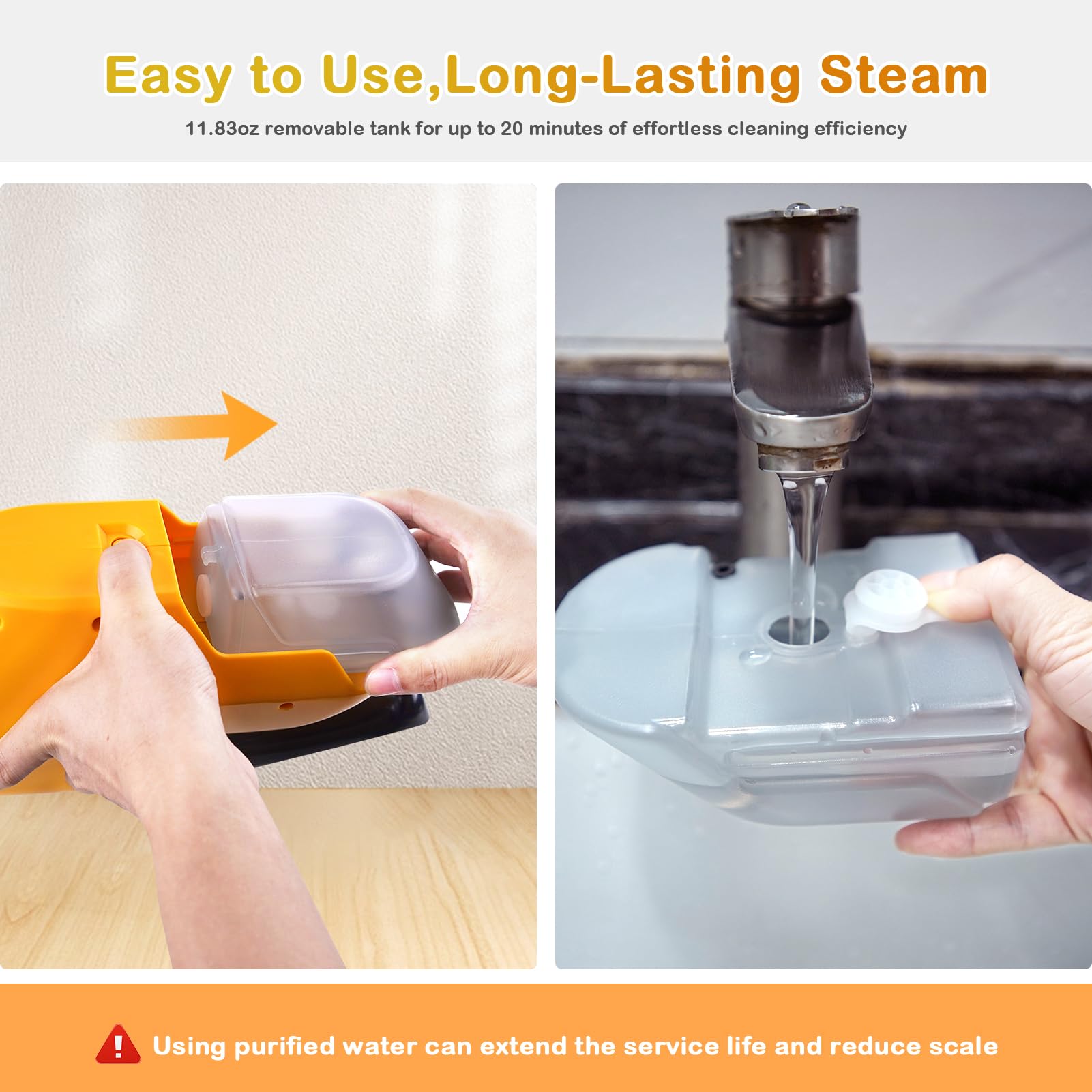 GHORA steam mop adjustable handle supports ergonomic, comfortable cleaning sessions.