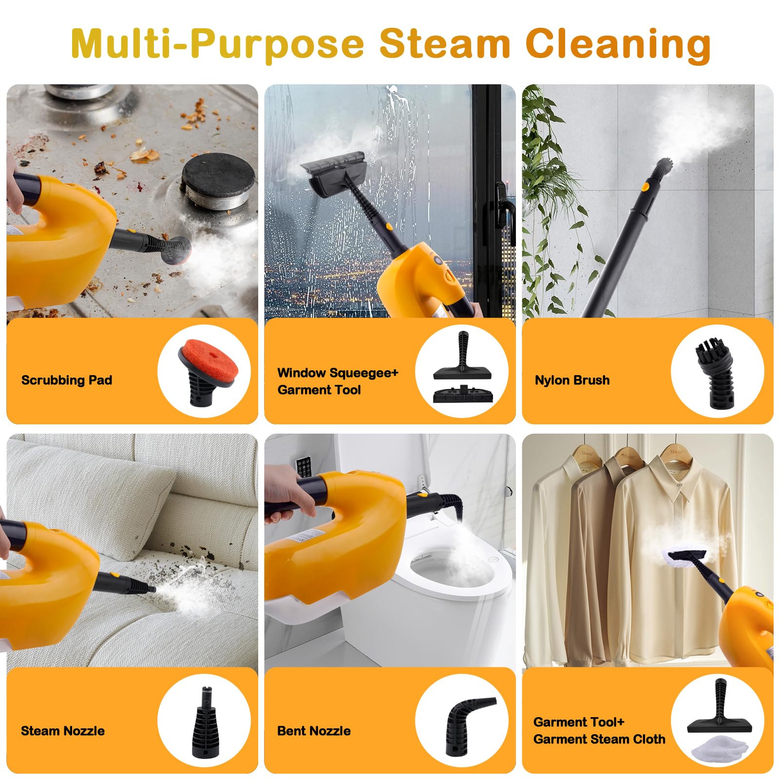 GHORA steam mop compact design stores easily after cleaning.