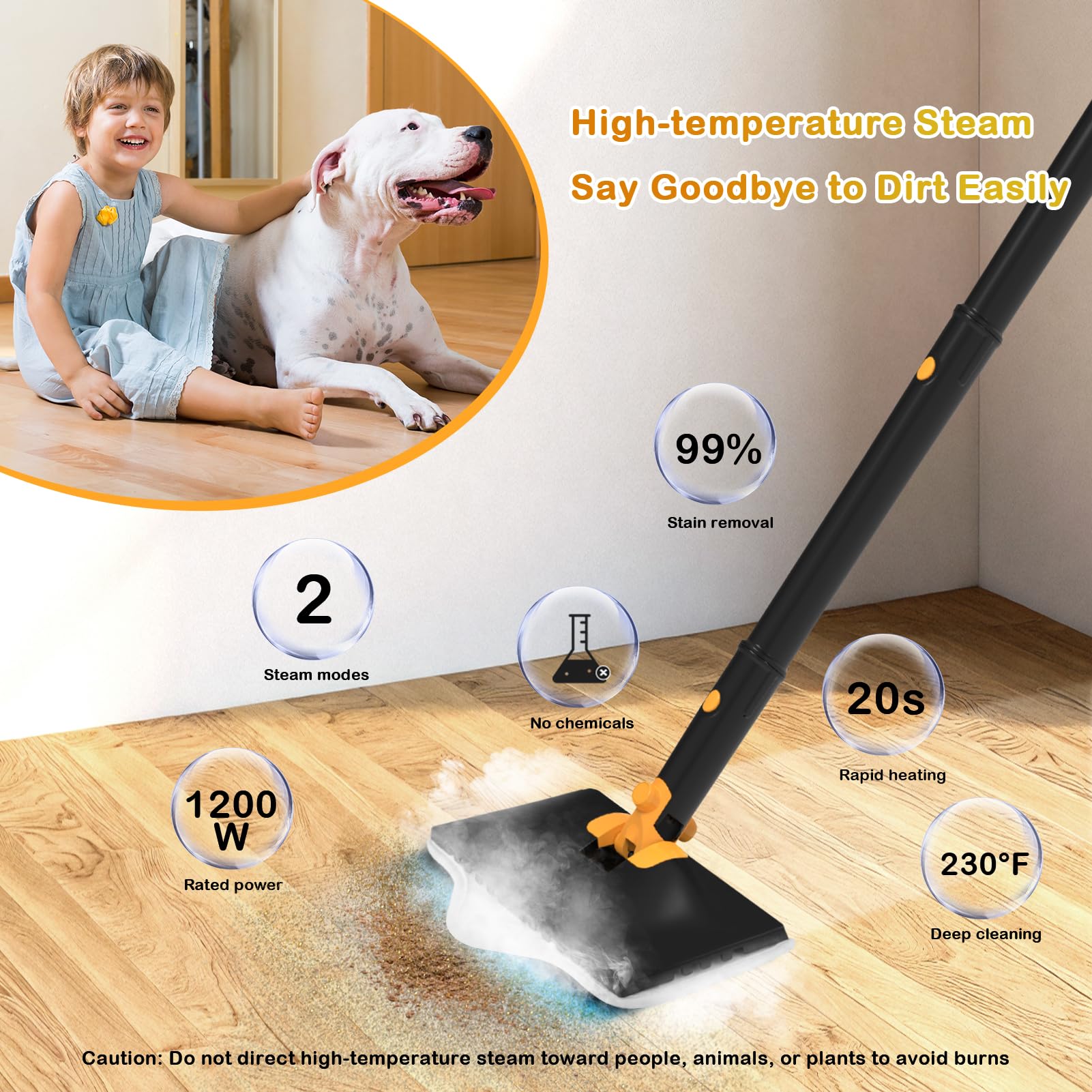 GHORA steam mop hardwood cleaning mode protects floors while delivering efficient results.