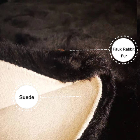 Ghouse faux rabbit fur rug close-up, rich texture for a luxurious bedroom vibe.