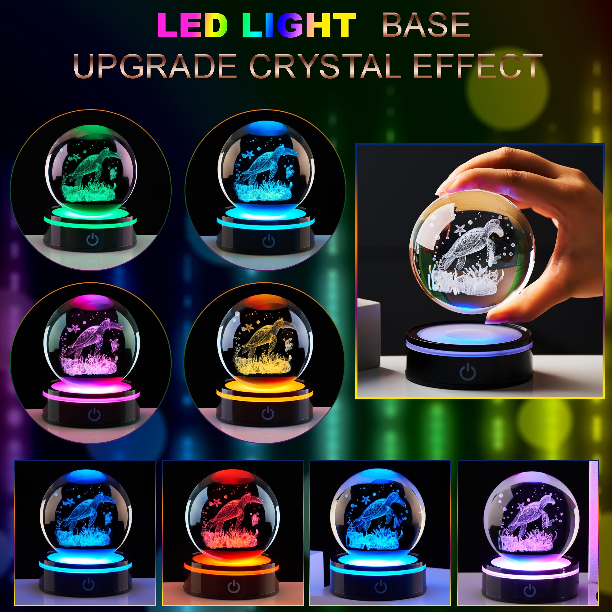 Ghtixsu LED base illuminates the crystal for a gentle night light.