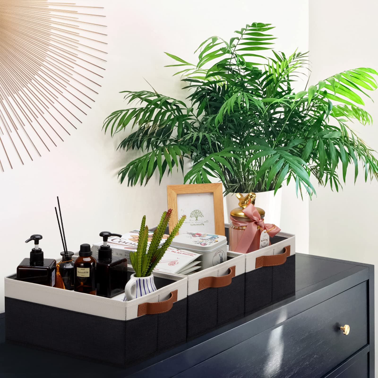 GhvyenntteS fabric bins on shelves keep items neat and easily accessible.