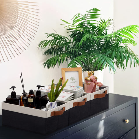 GhvyenntteS fabric bins on shelves keep items neat and easily accessible.