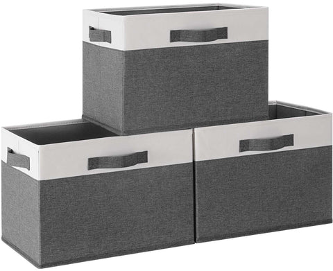 GhvyenntteS large fabric storage bin front view with three handles for heavy use