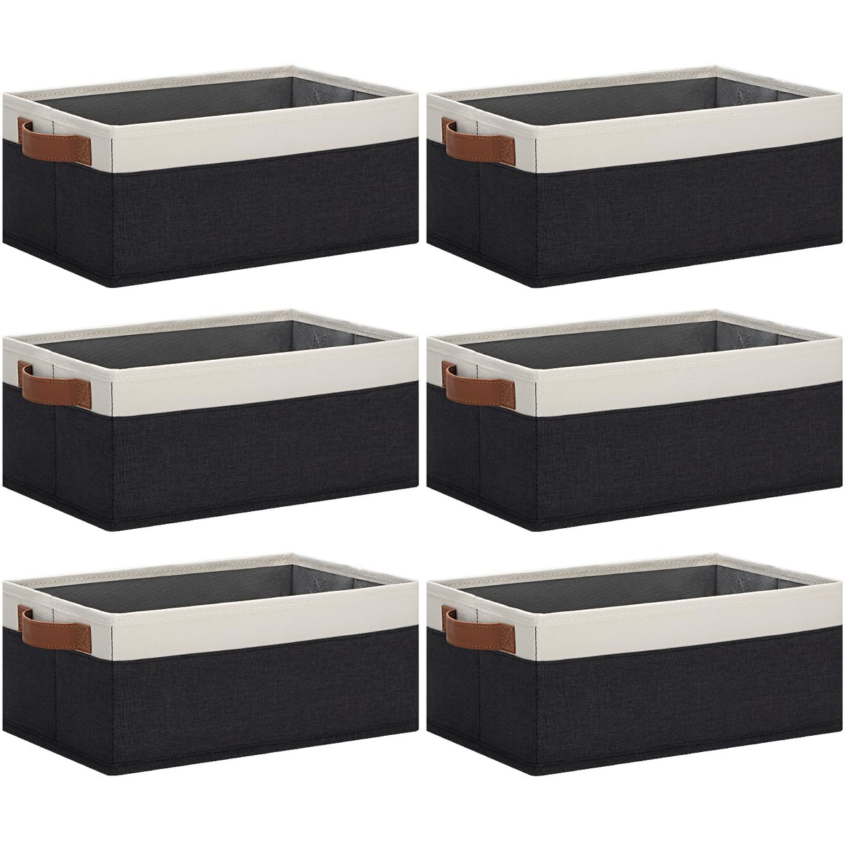 GhvyenntteS storage baskets with leather handles offer durable, foldable organization for black and white decor.