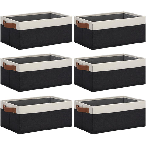 GhvyenntteS storage baskets with leather handles offer durable, foldable organization for black and white decor.