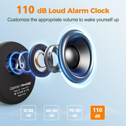 Gianna Alarm Clock deaf-hard-of-hearing-use, multi-alert options.