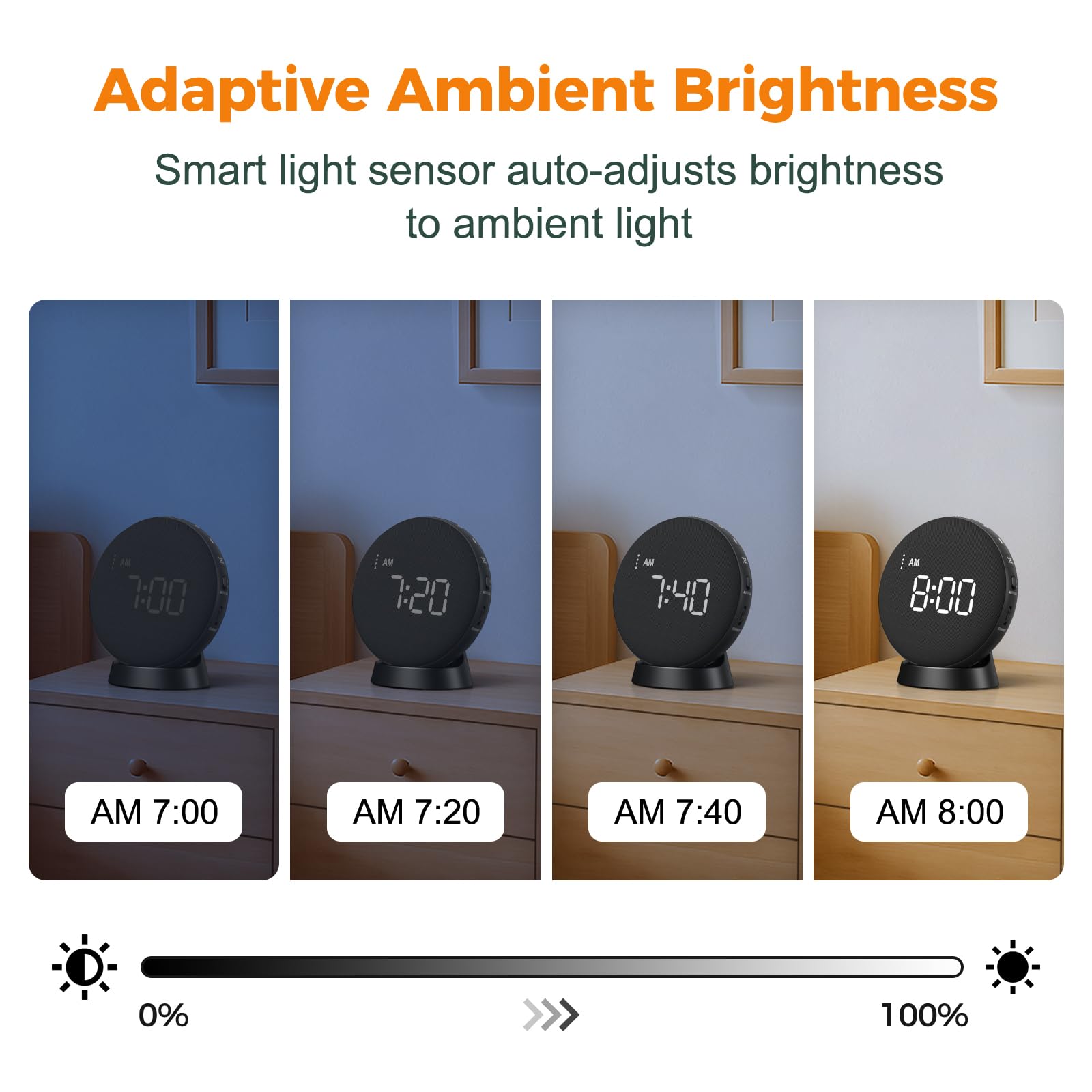 Gianna Alarm Clock travel-friendly-design, great for hotel stays.