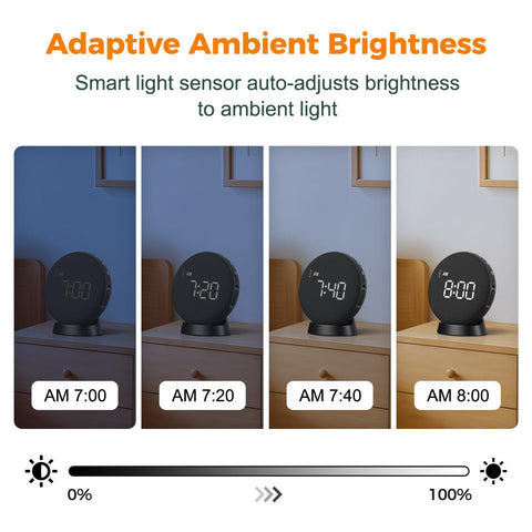 Gianna Alarm Clock travel-friendly-design, great for hotel stays.