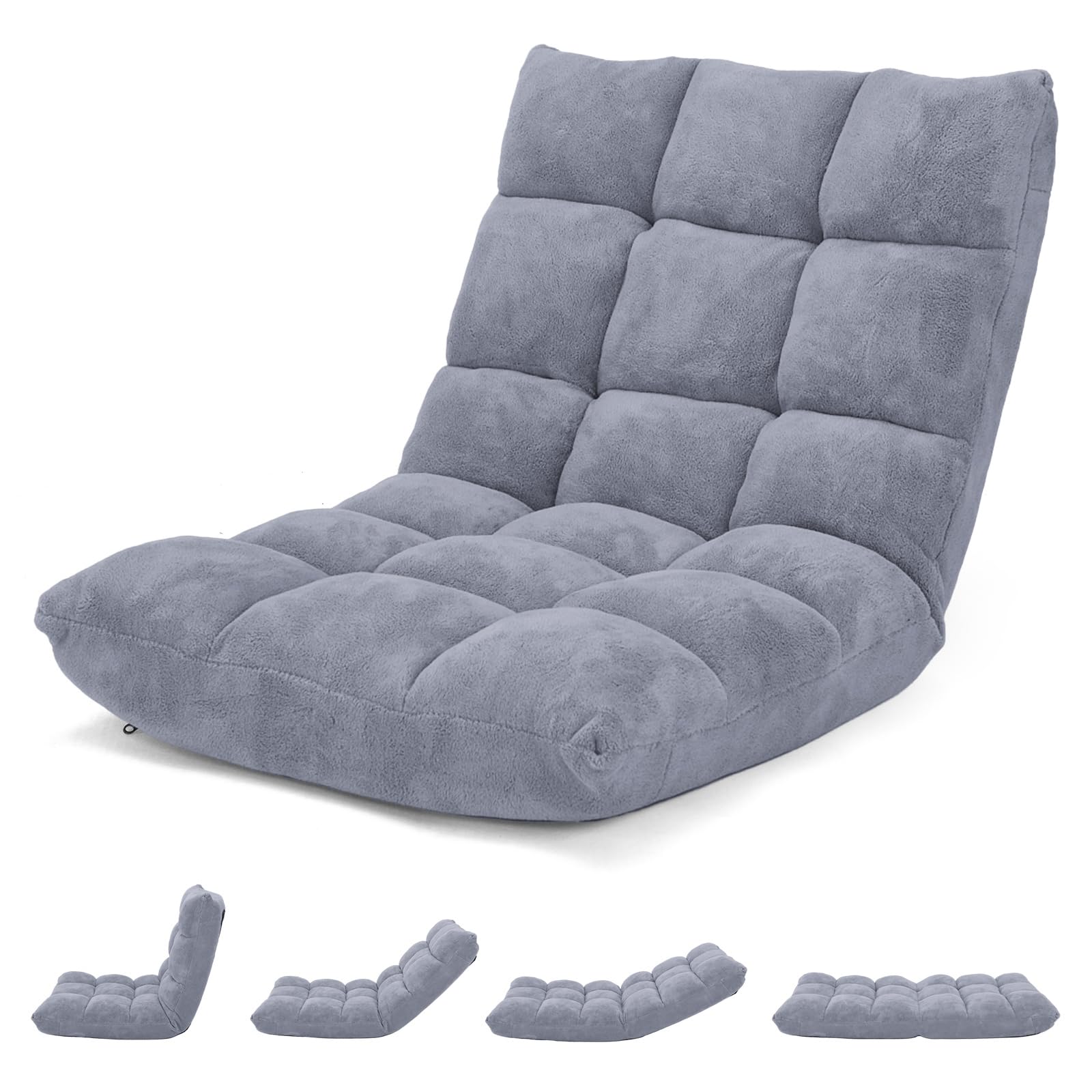 Giantex folding floor chair backrest with 14-position adjustability for custom comfort