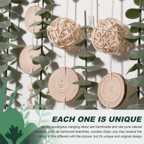 GIAUMA natural wood rod with beads for rustic farmhouse charm on walls.