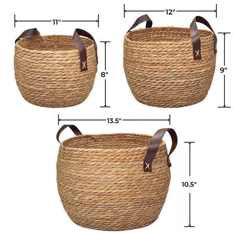 GIB round 12-inch wicker basket close-up showing braided rope handle for versatile use