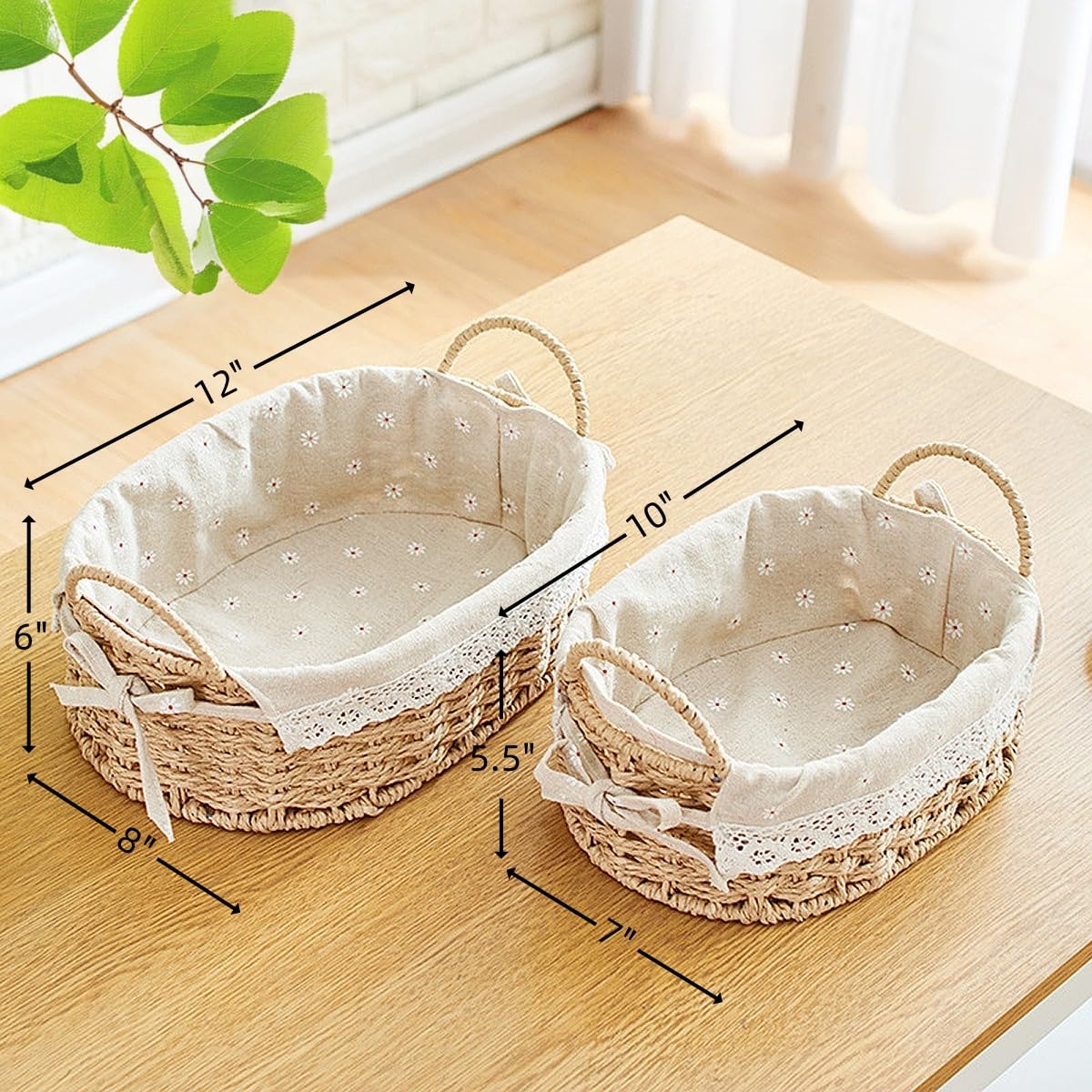 GIB cleaningtool large oval wicker basket with handles on a shelf for storage