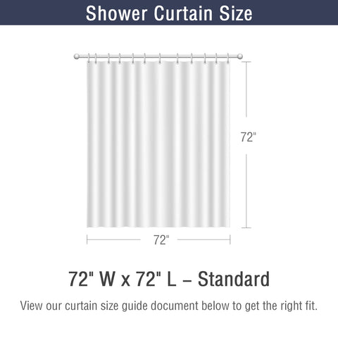 Gibelle 72x72 shower curtain size fits standard baths and tub surrounds.