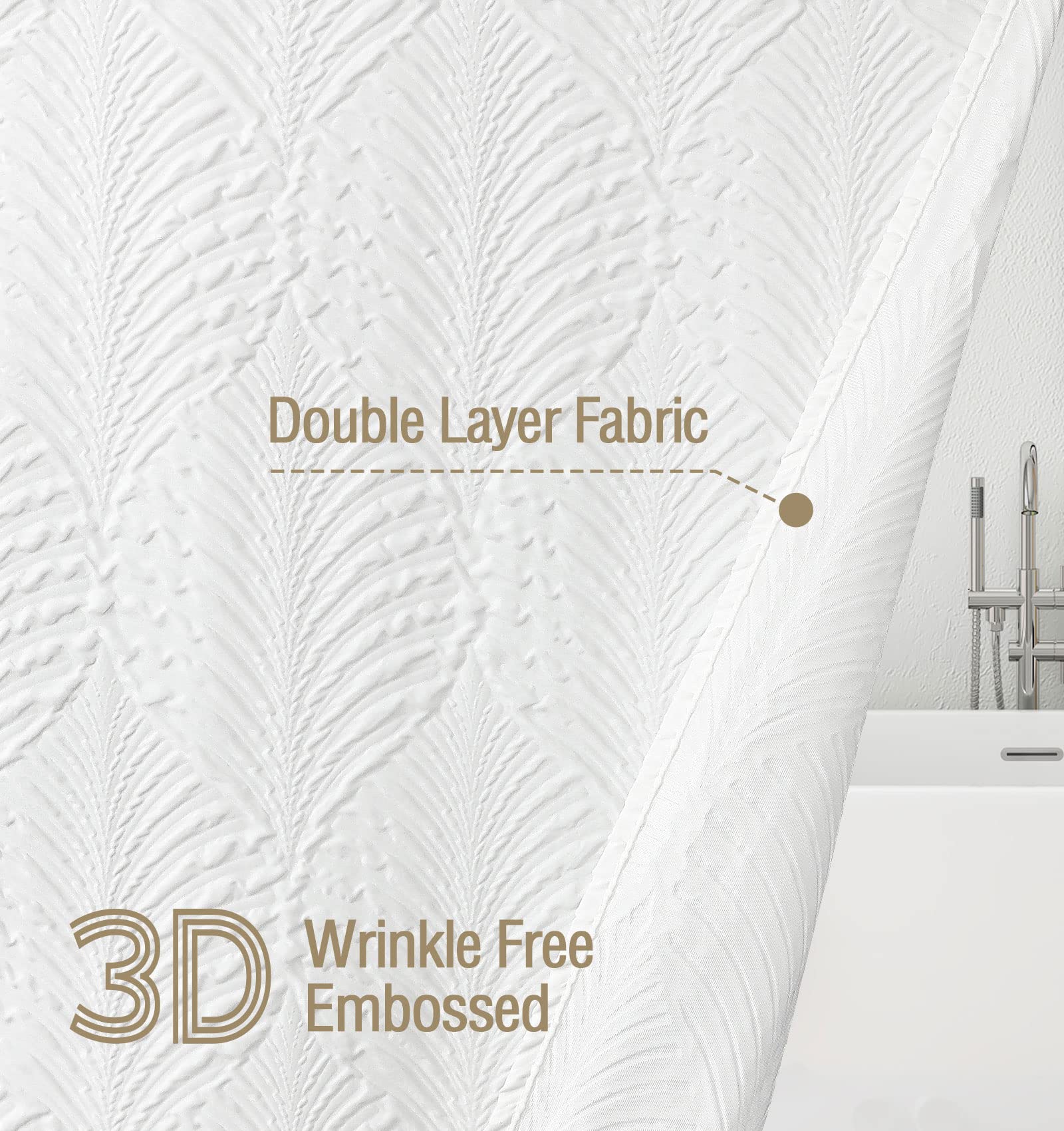 Gibelle easy-care shower curtain is machine washable for quick refreshes.