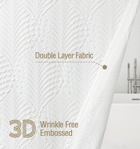 Gibelle easy-care shower curtain is machine washable for quick refreshes.