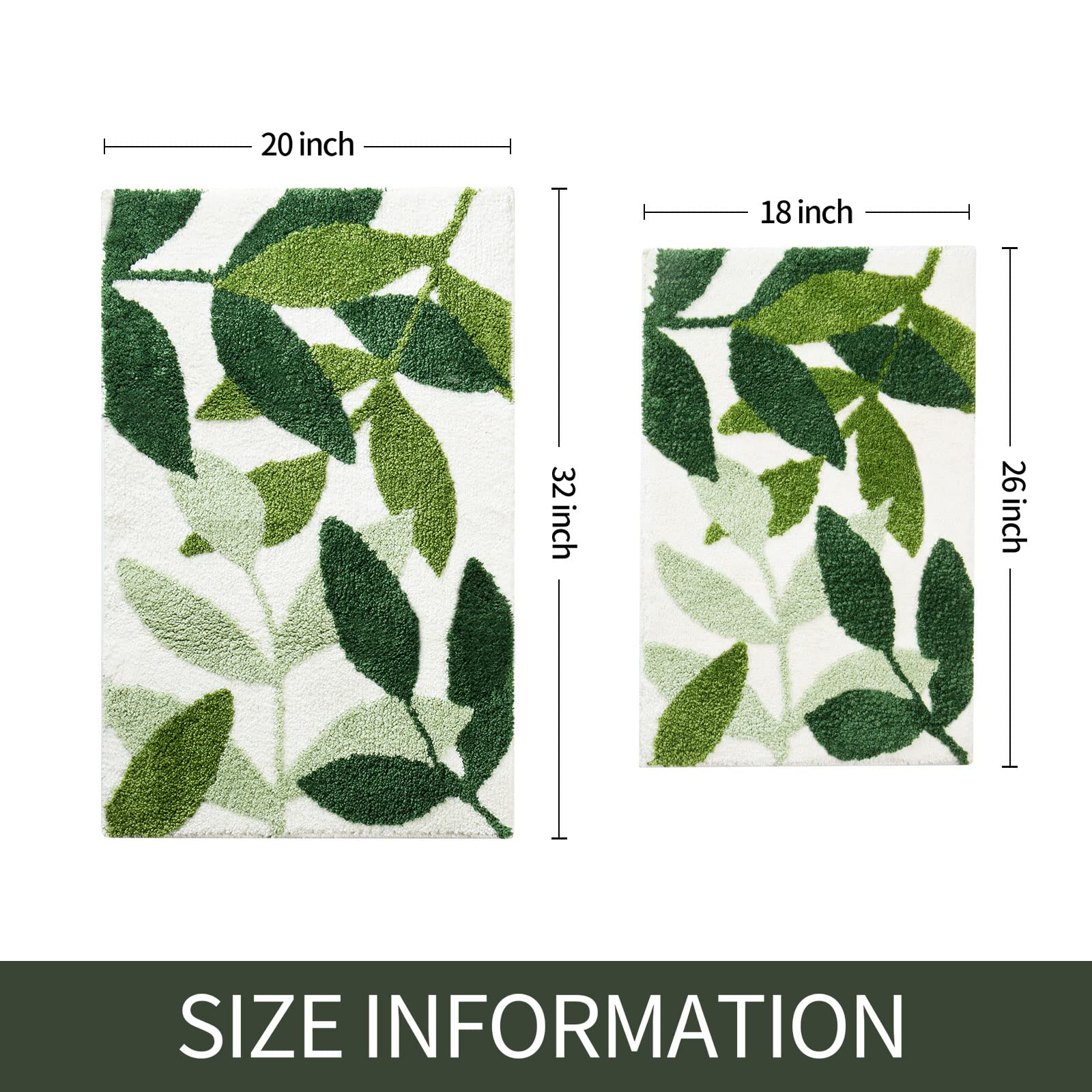 Gibelle green bathroom rug 20x32 offers quick moisture absorption and warm, cushioned stepping after showers.
