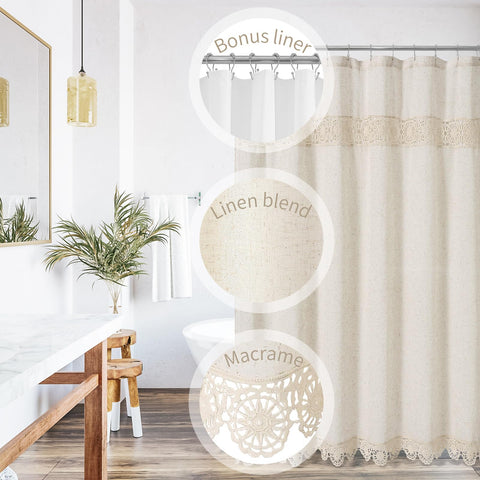 Gibelle macrame lace detail enhances boho farmhouse style.