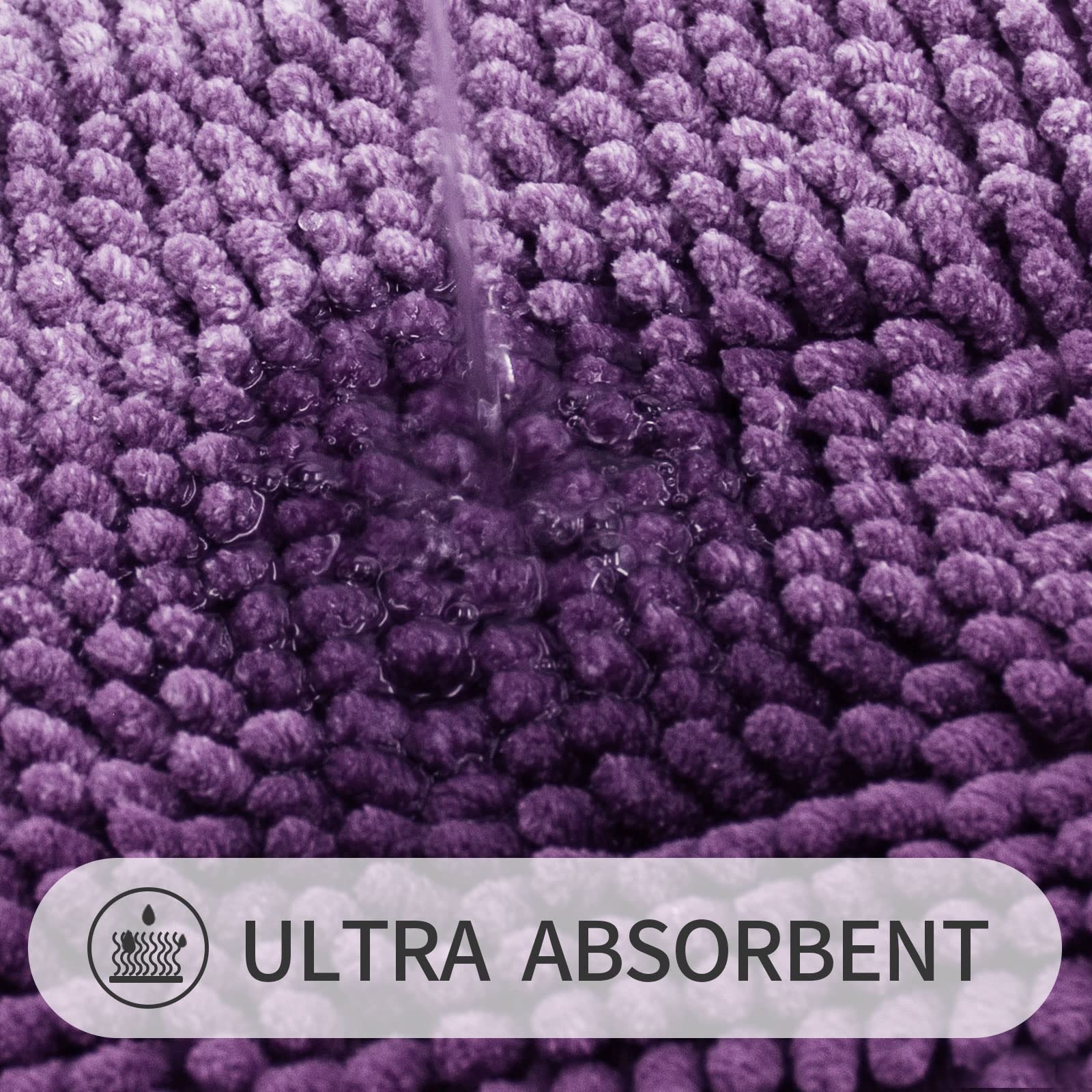 Gibelle chenille mat dries quickly after a shower.