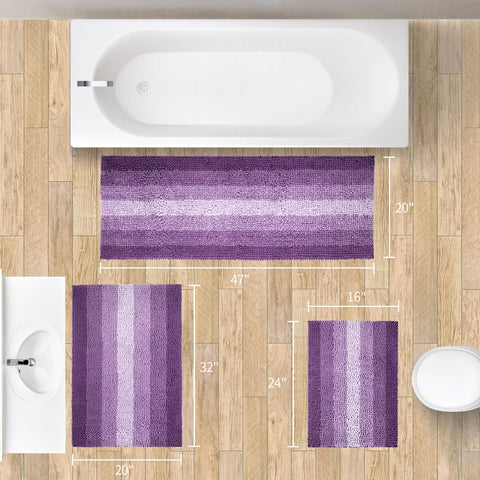 Gibelle purple bath mats displayed for daily use.
