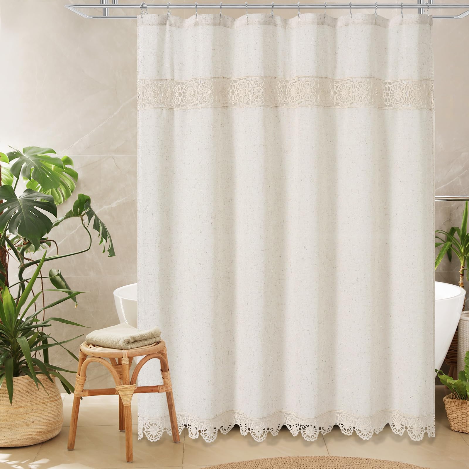 Gibelle 72x72 beige-cream shower curtain suits standard showers with style.