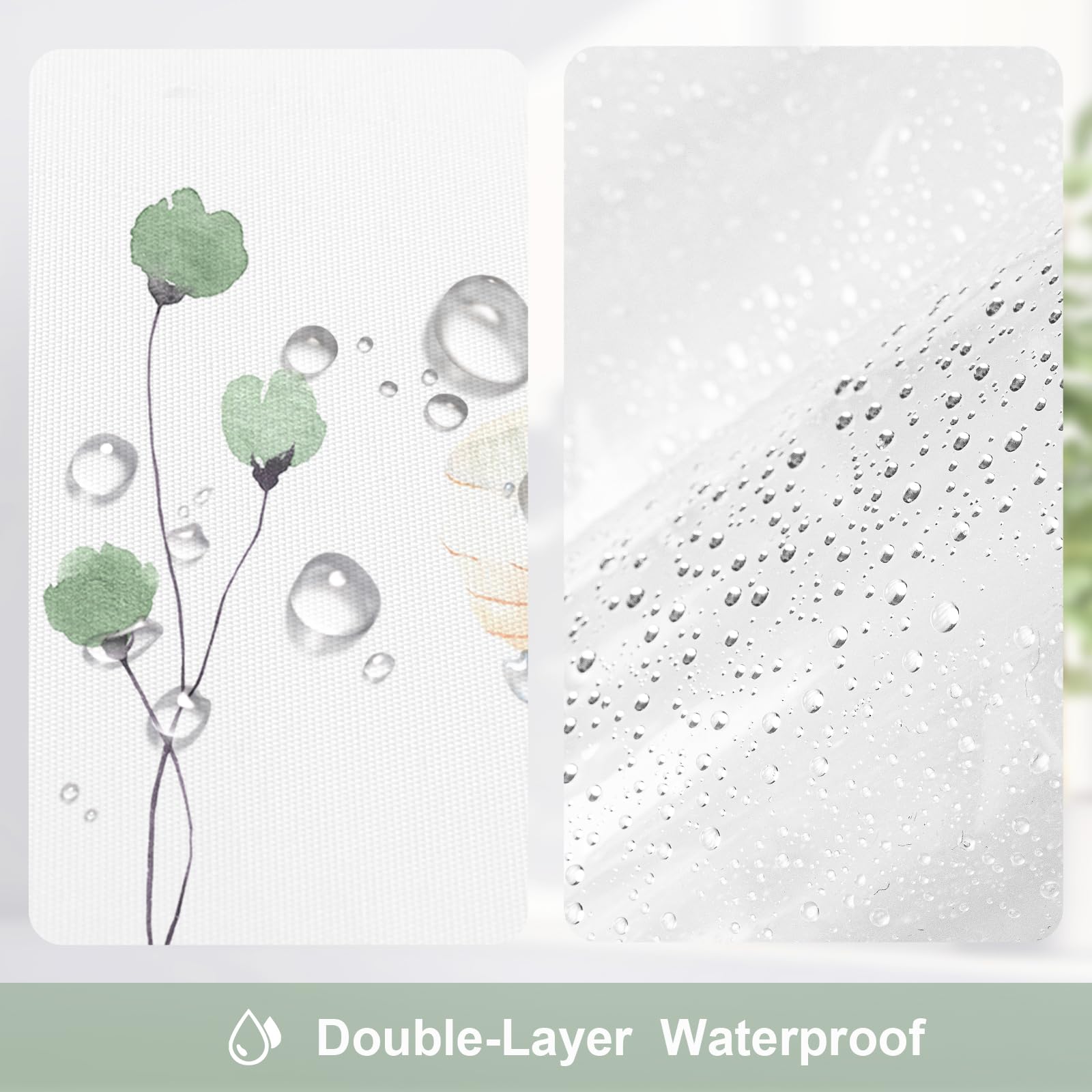 Gibelle water-repellent fabric curtain helps contain moisture.