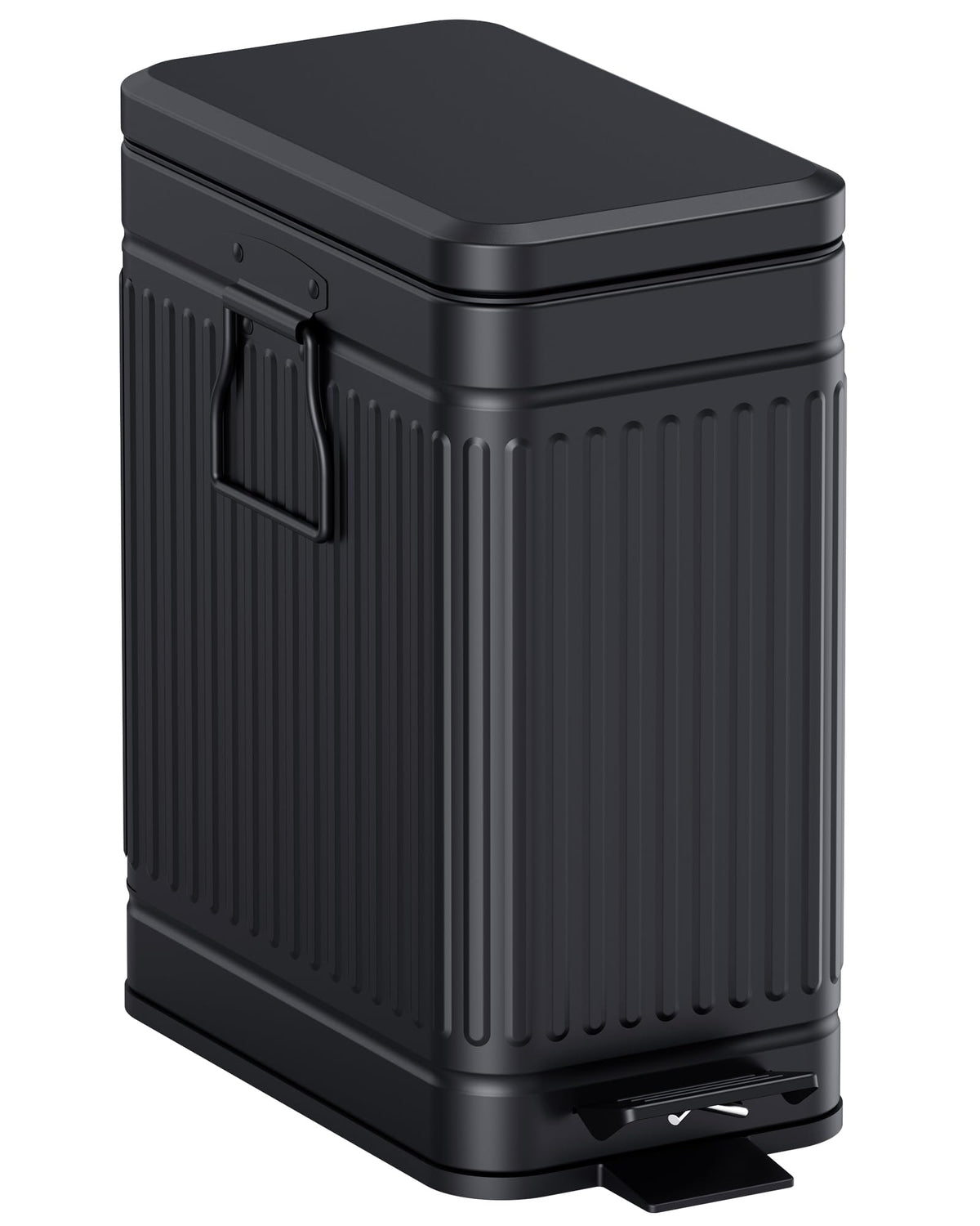 GibHerz 6L slim trash can with soft-close lid in black for compact bathroom spaces.