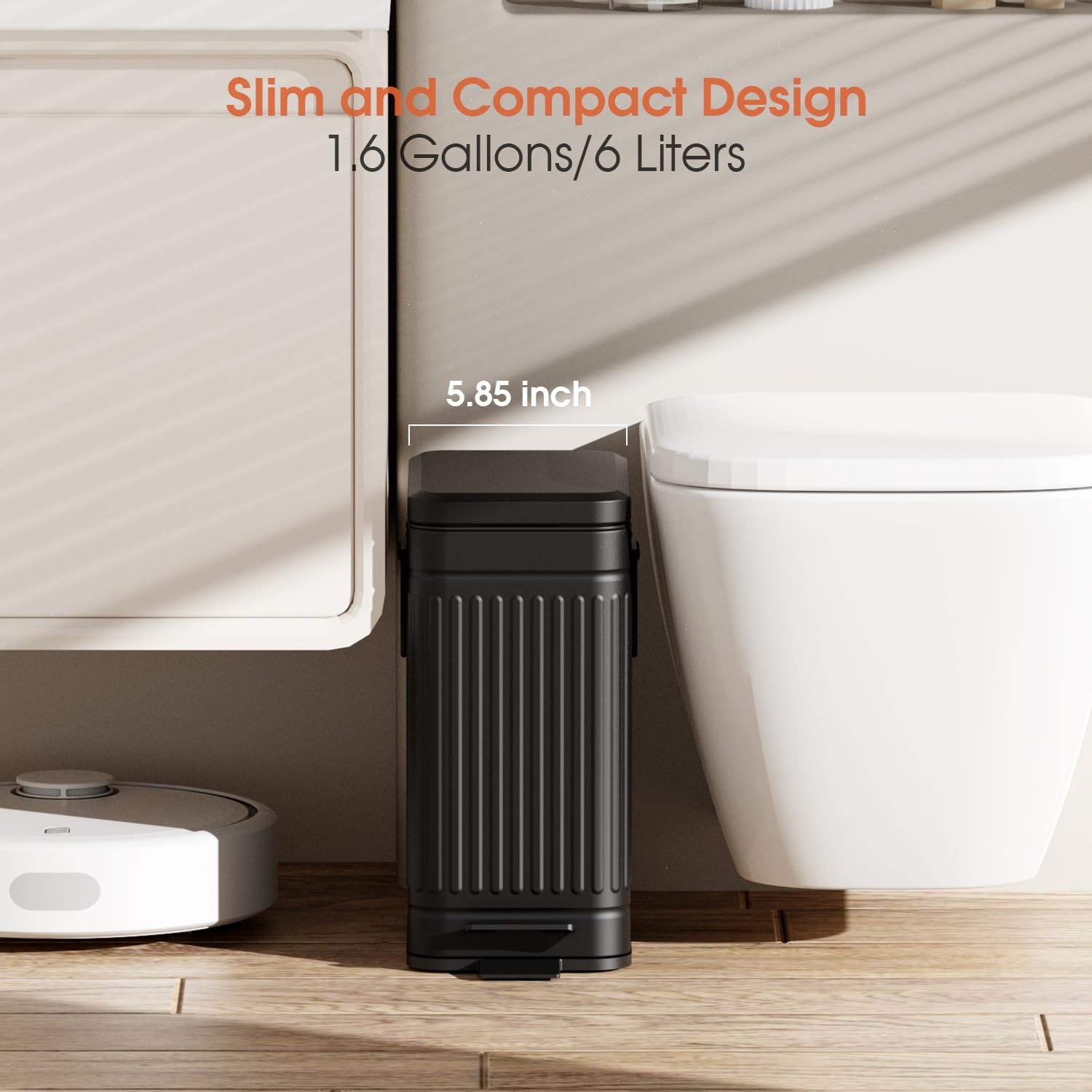 GibHerz stainless steel trash bin resists rust and fingerprints, keeping bathrooms gleaming.
