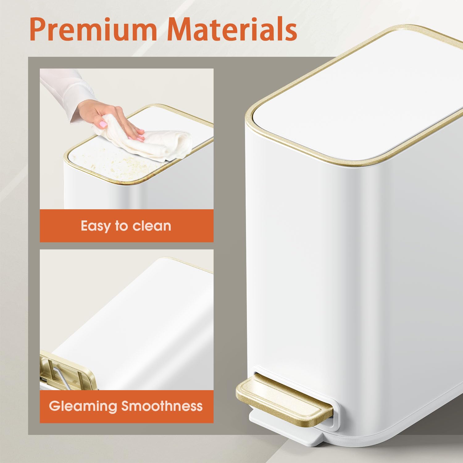 GibHerz step-pedal operation trash bin for hands-free waste disposal