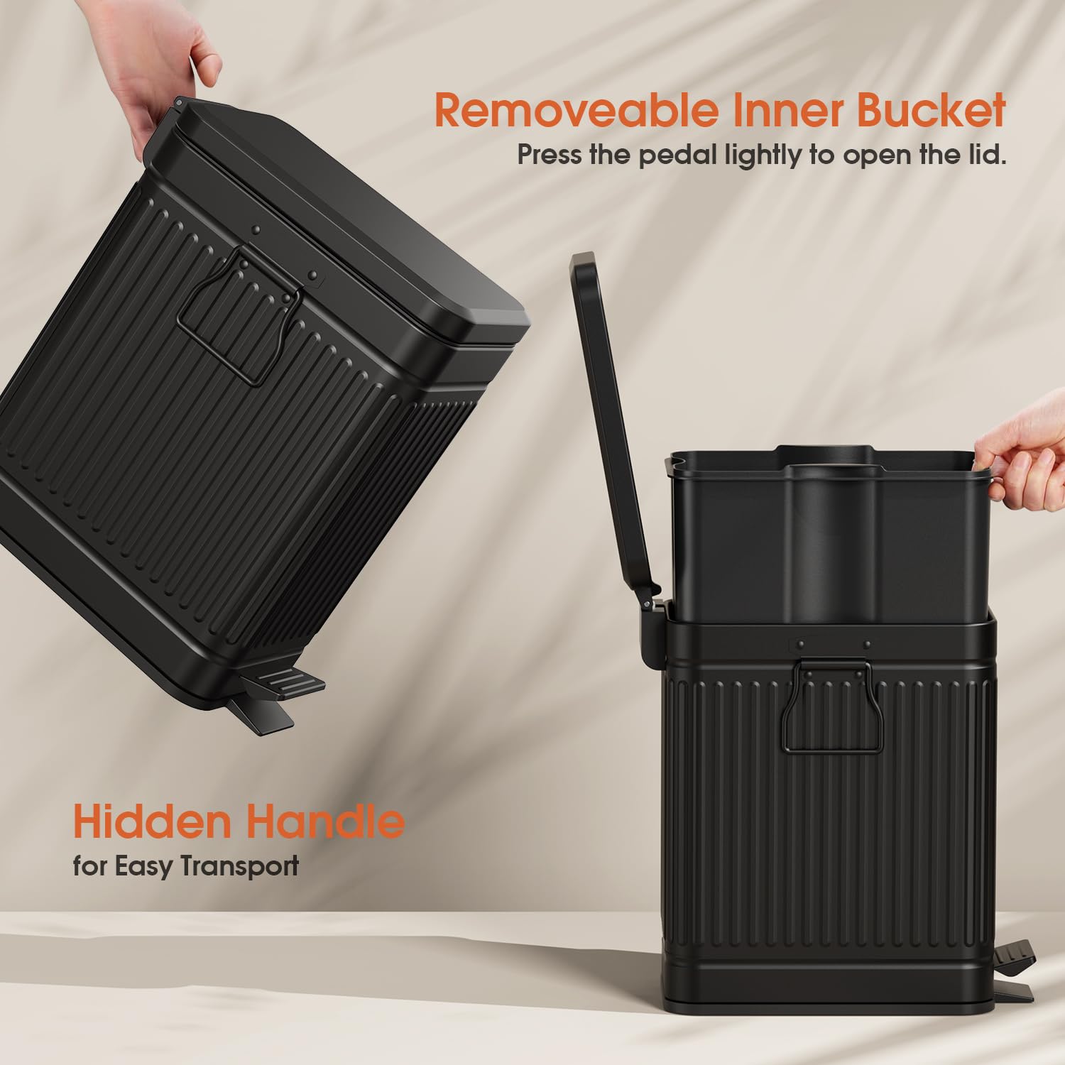 GibHerz slim trash can with tight-sealing lid minimize odors in tight spaces.