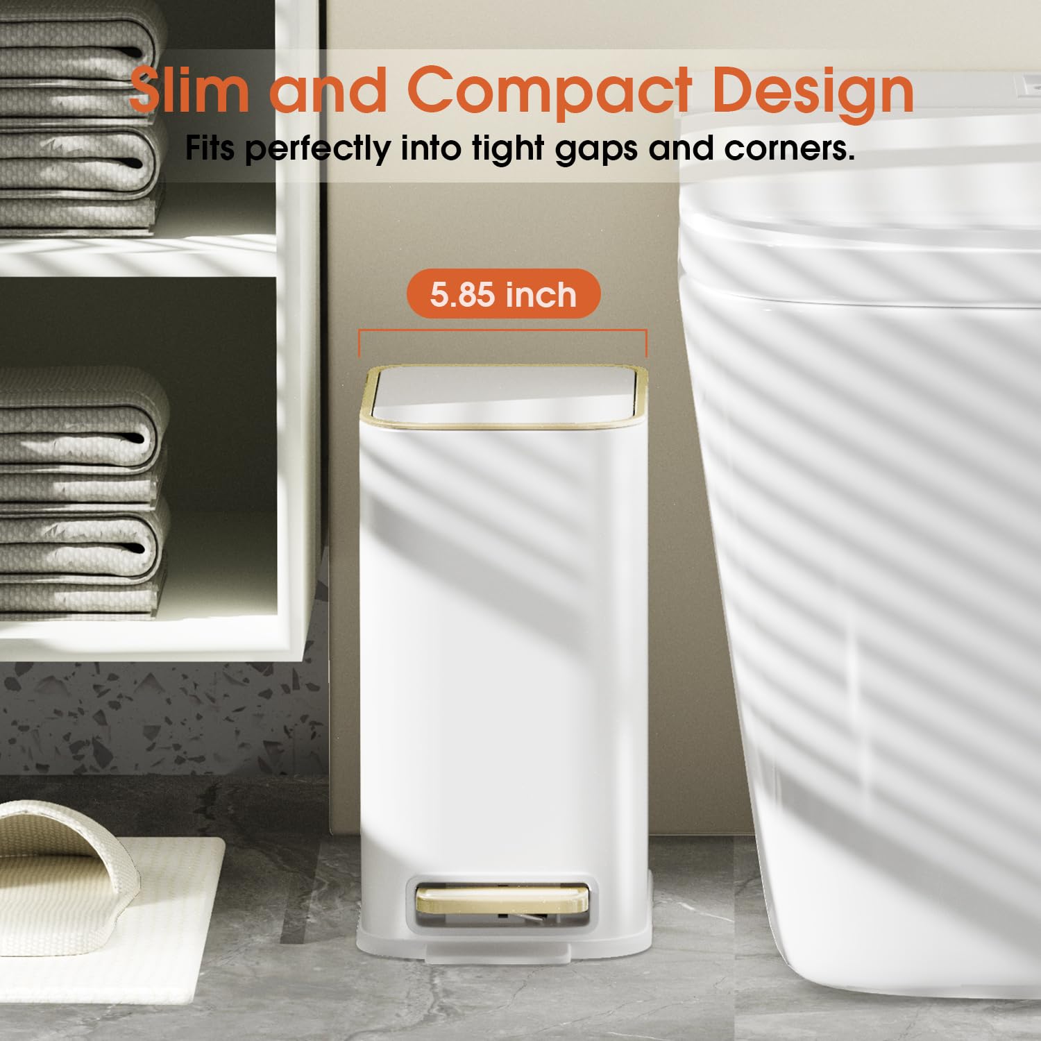 GibHerz slim 5L trash bin with removable inner bucket for easy cleaning