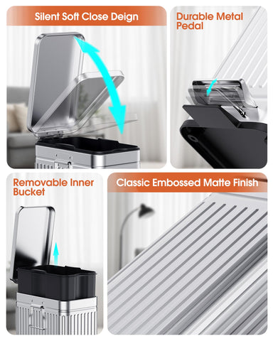 GibHerz pedal-operated bin enables hands-free use.