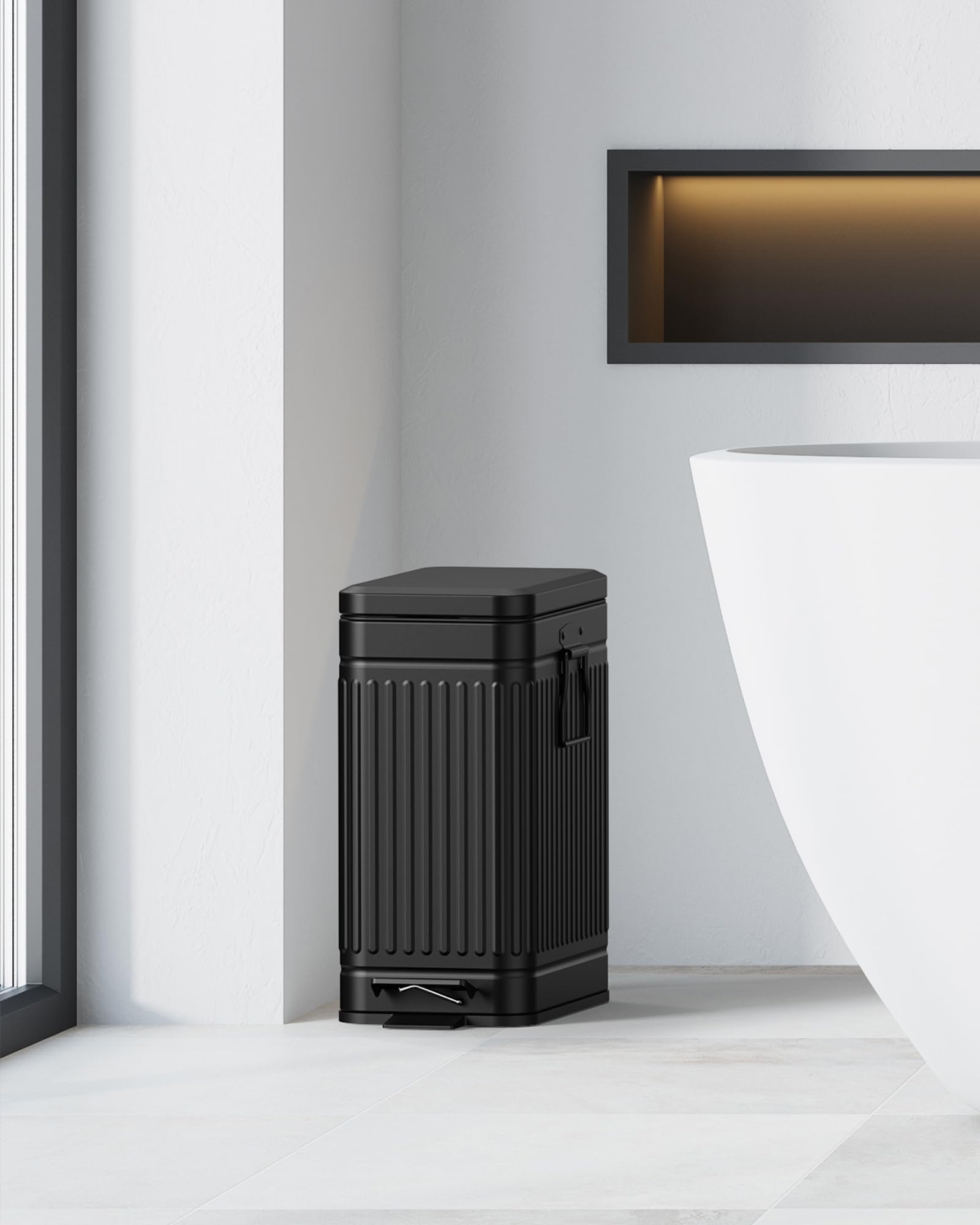 GibHerz trash can shows removable inner bucket for easy disposal