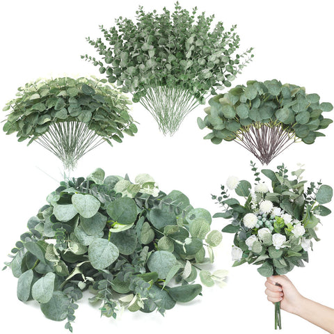 Giegxin 270-pcs mixed eucalyptus stems for wedding decor and versatile vase arrangements.