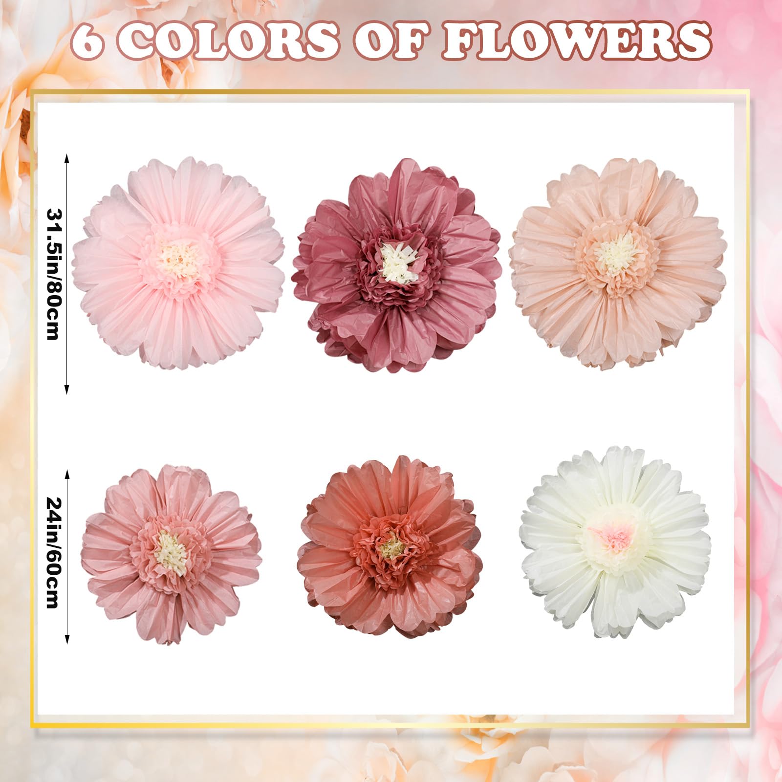 Giegxin 31.5 inch white giant paper flower for elegant backdrops