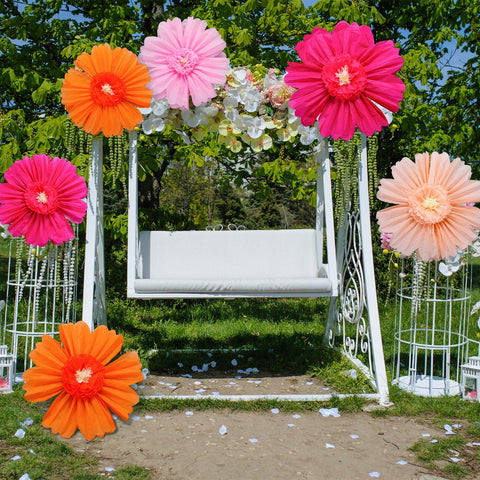 Giegxin giant paper flower peach pink oversized accent for dessert tables.