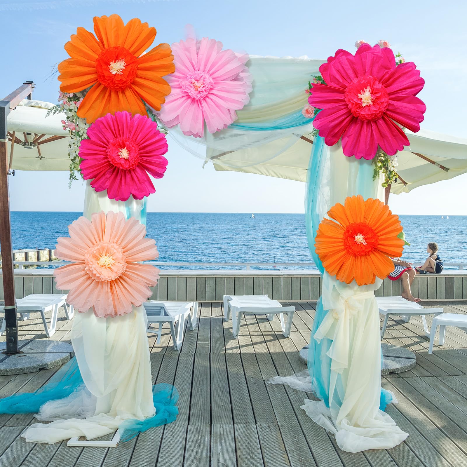 Giegxin giant paper flower rose red oversized wall piece for dramatic centerpieces.