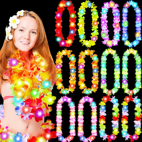 Giegxin LED Hawaiian lei pack with multicolor lights for festive luaus