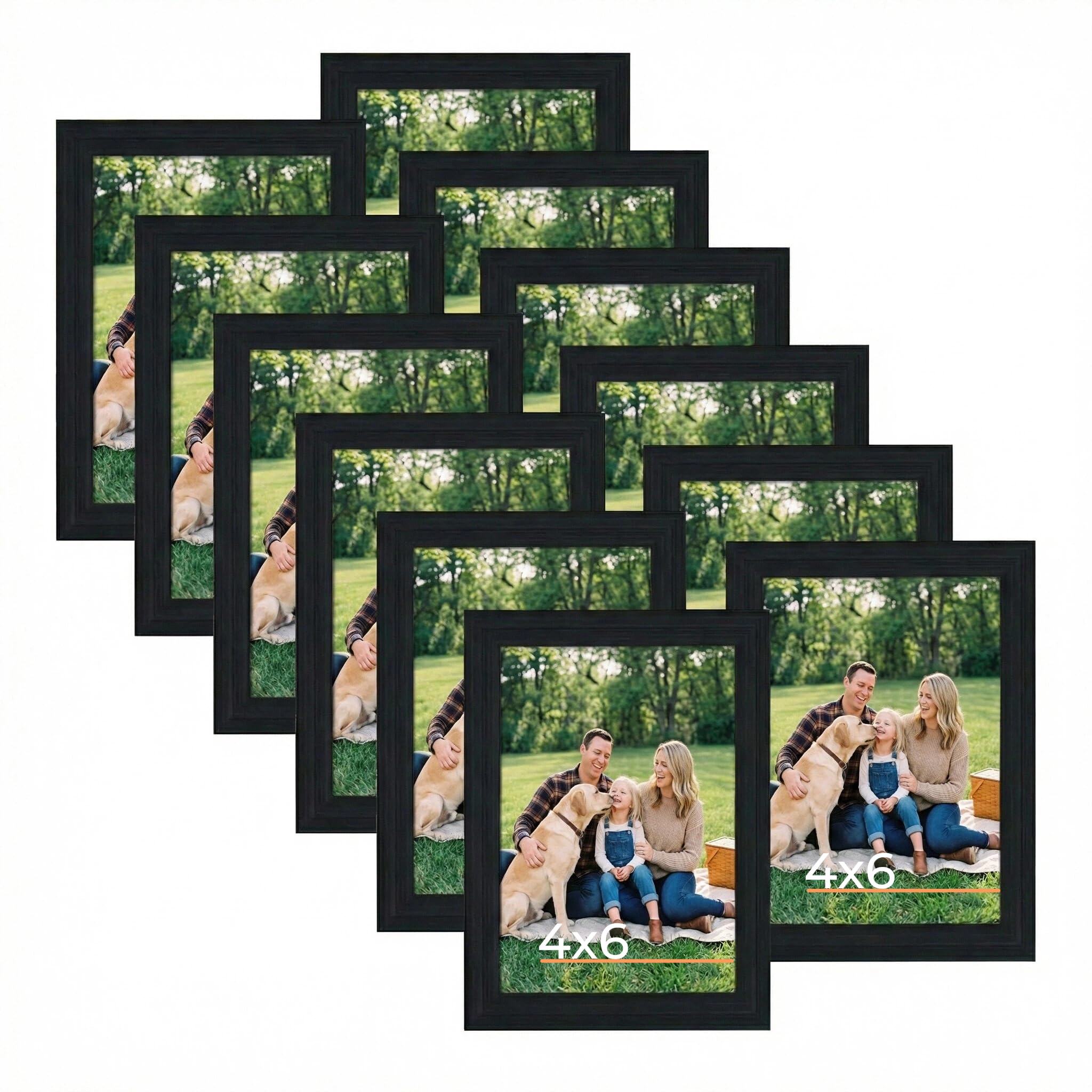 Giftgarden 4x6 black frame for wall or tabletop with wood-grain finish.