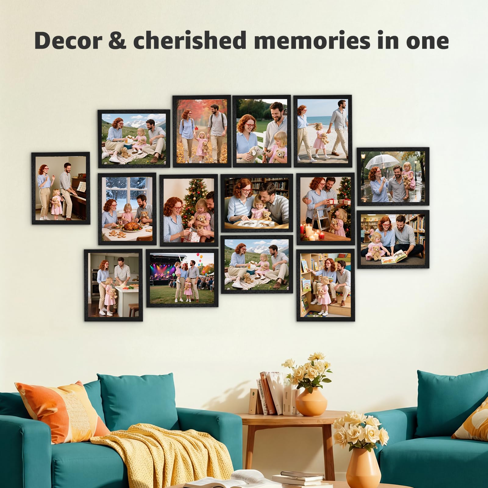 Giftgarden black wood frame on wall display for sleek decor.