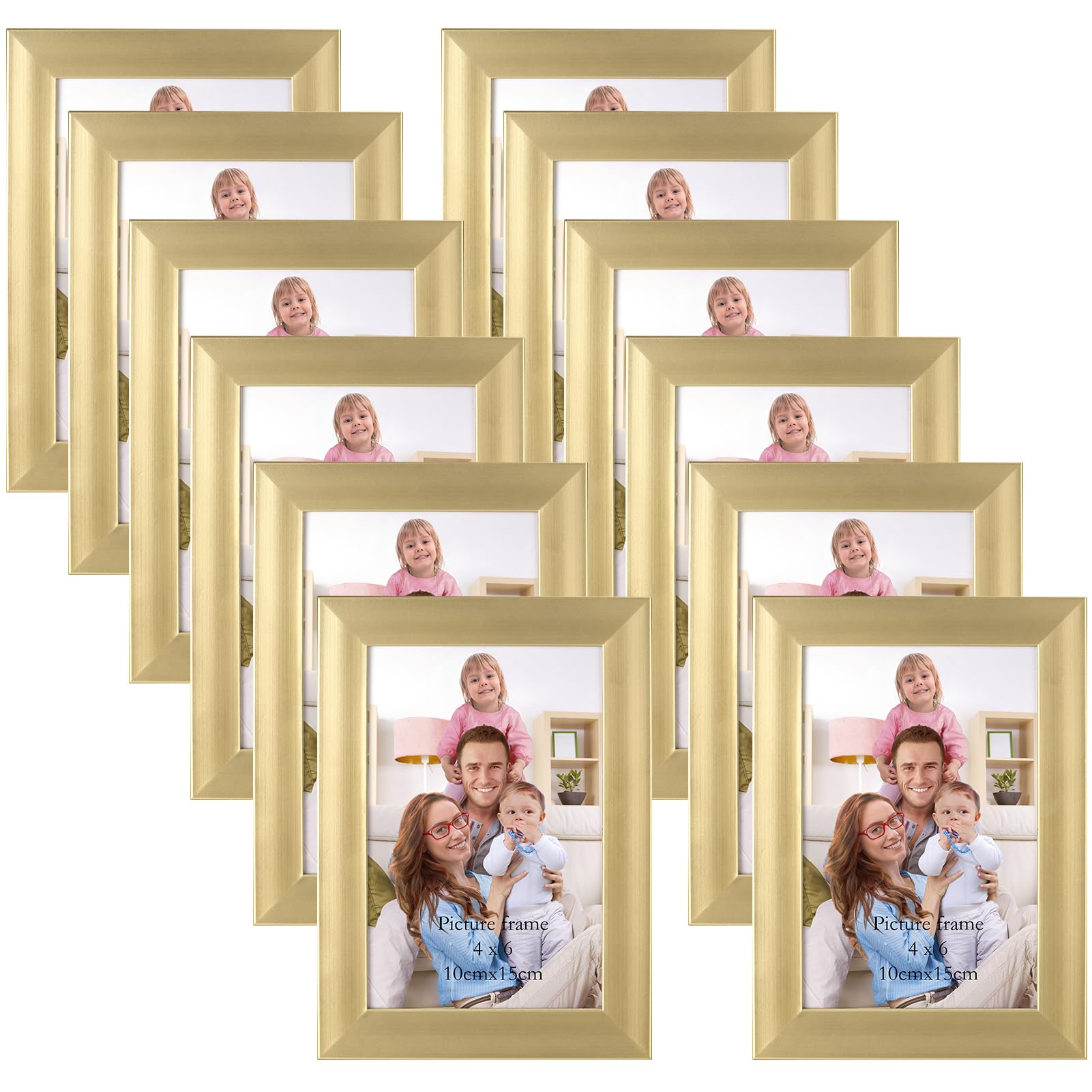 Giftgarden gold 4x6 frame with clear front plexiglass for vivid photos.
