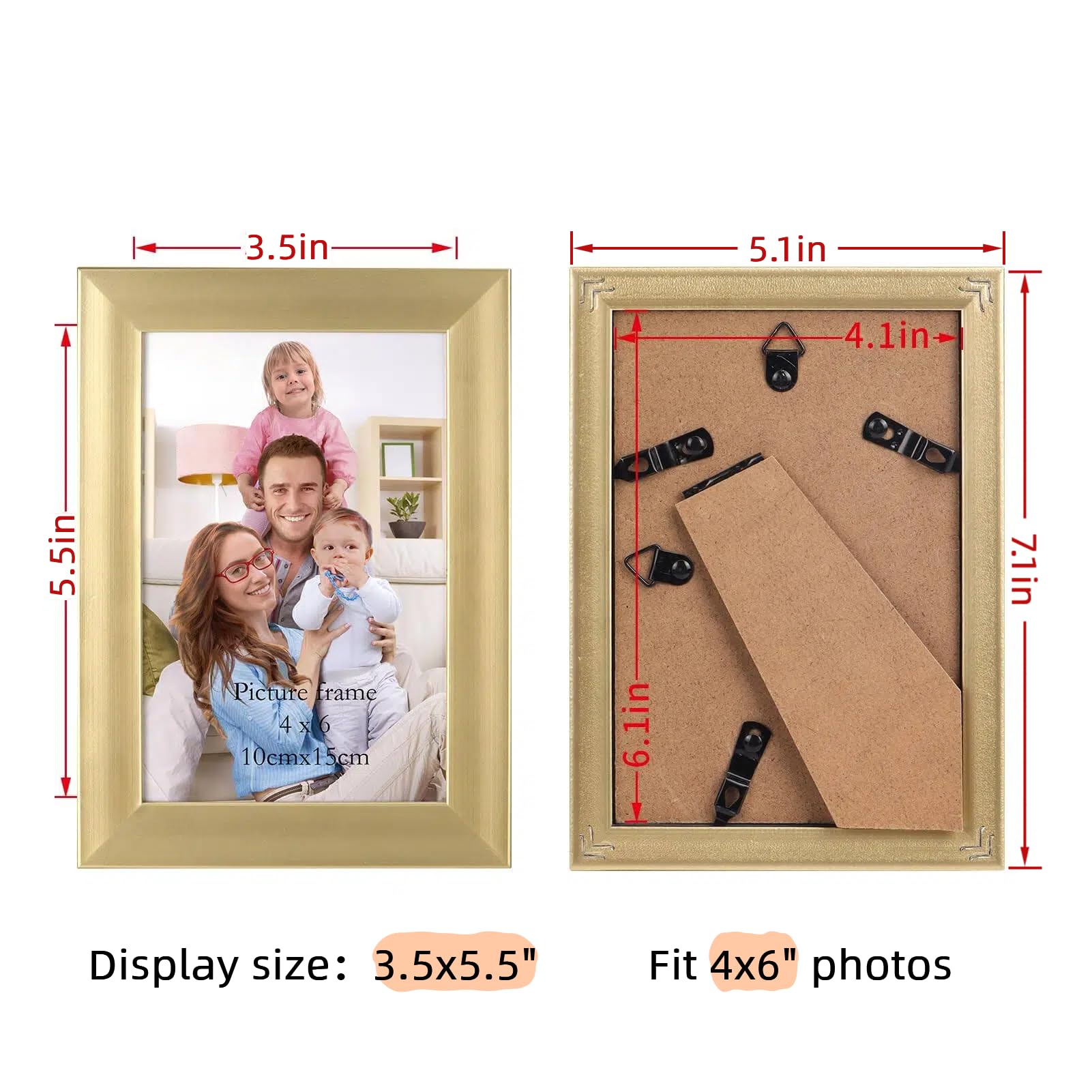 Giftgarden gold 4x6 frame on wall adds modern elegance.